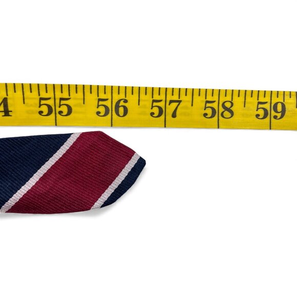 Bill Blass Silk Tie Repp Regimental Red Blue Striped - Picture 5 of 5